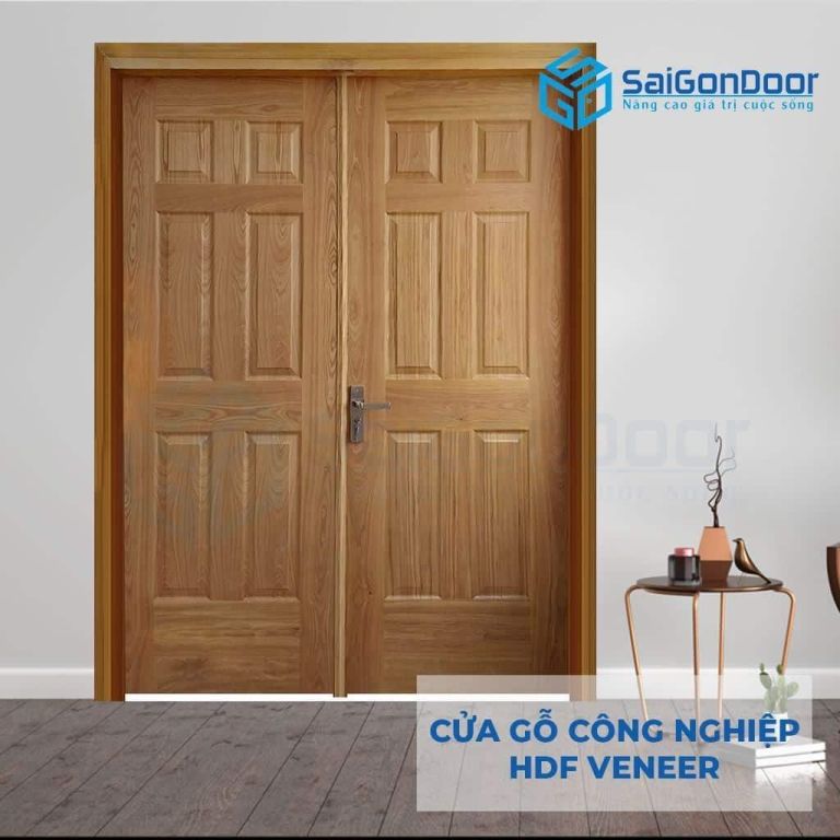 Cửa Gỗ Công Nghiệp HDF Veneer 2 canh 12A-ash 5 Cửa gỗ công nghiệp HDF Veneer 2 canh 12A-ash