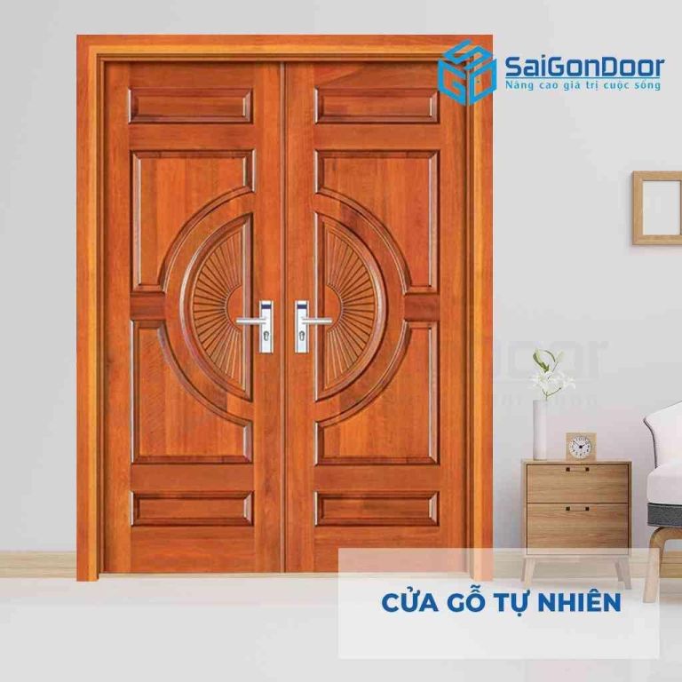 CỬA GỖ TỰ NHIÊN GTN 2 canh go do 4 Cửa gỗ tự nhiên GTN 2 canh go do