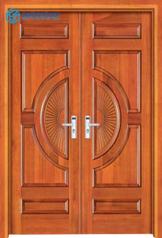 CỬA GỖ TỰ NHIÊN GTN 2 canh go do 6 Cửa gỗ tự nhiên GTN 2 canh go do