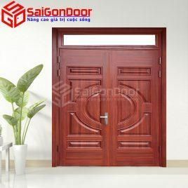 Cửa Thép Vân Gỗ 2 Cánh Bền Đẹp Cho Cửa Đi Chính