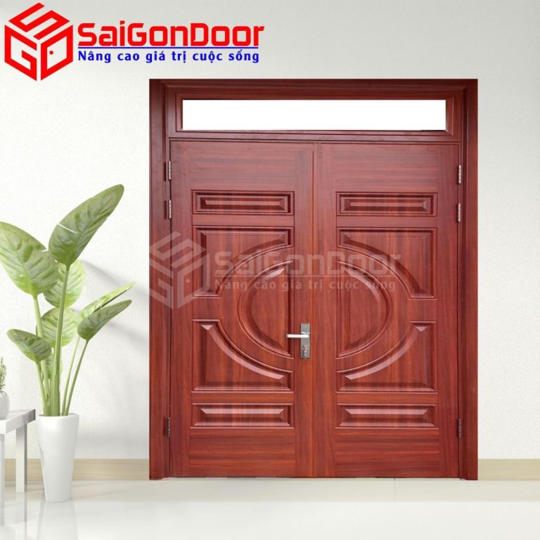 Cửa Thép Vân Gỗ 2 Cánh Bền Đẹp Cho Cửa Đi Chính 3 SGD KM.TVG 2C 6